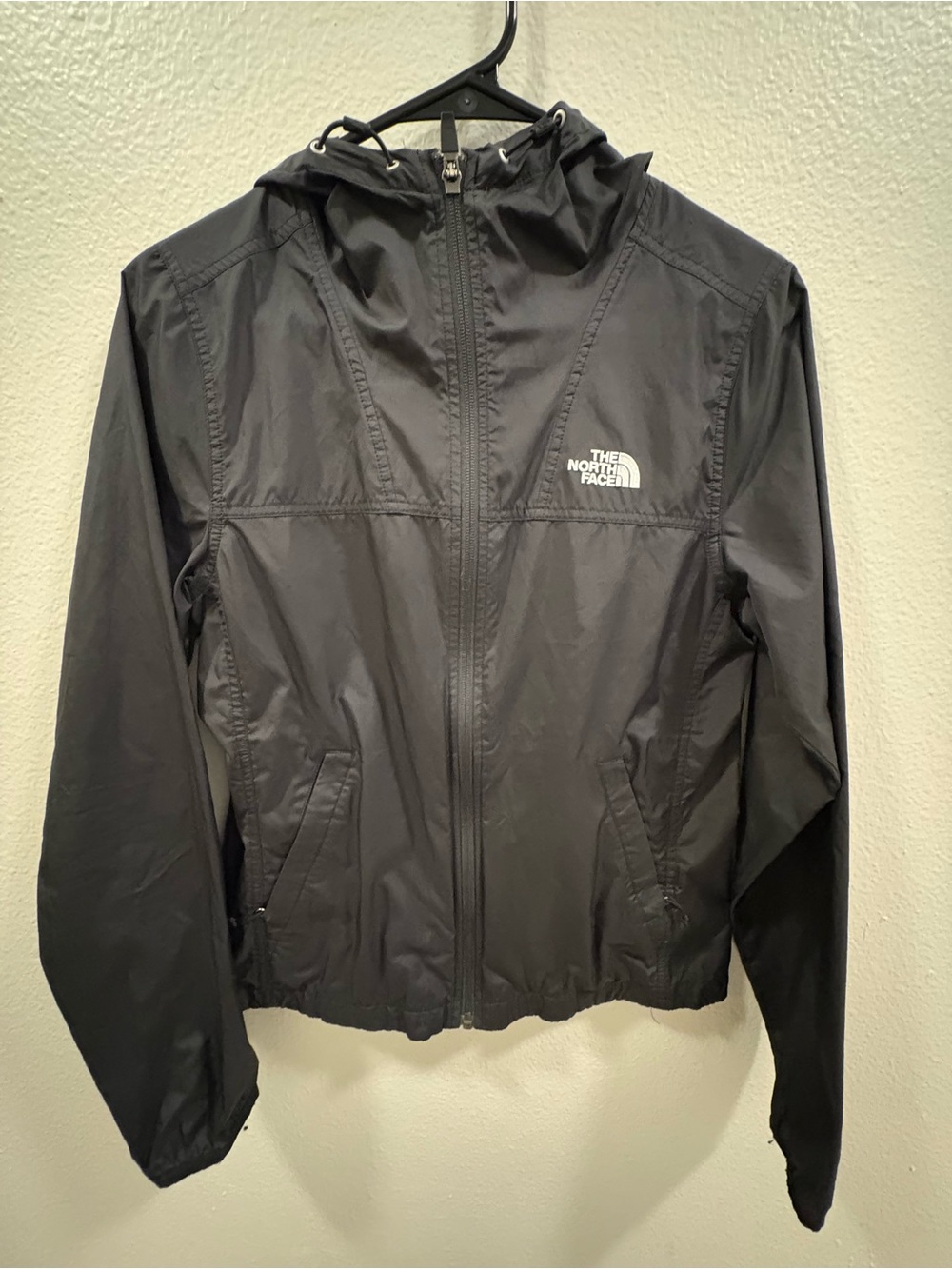 The North Face Black Hooded Rain Jacket with Logo